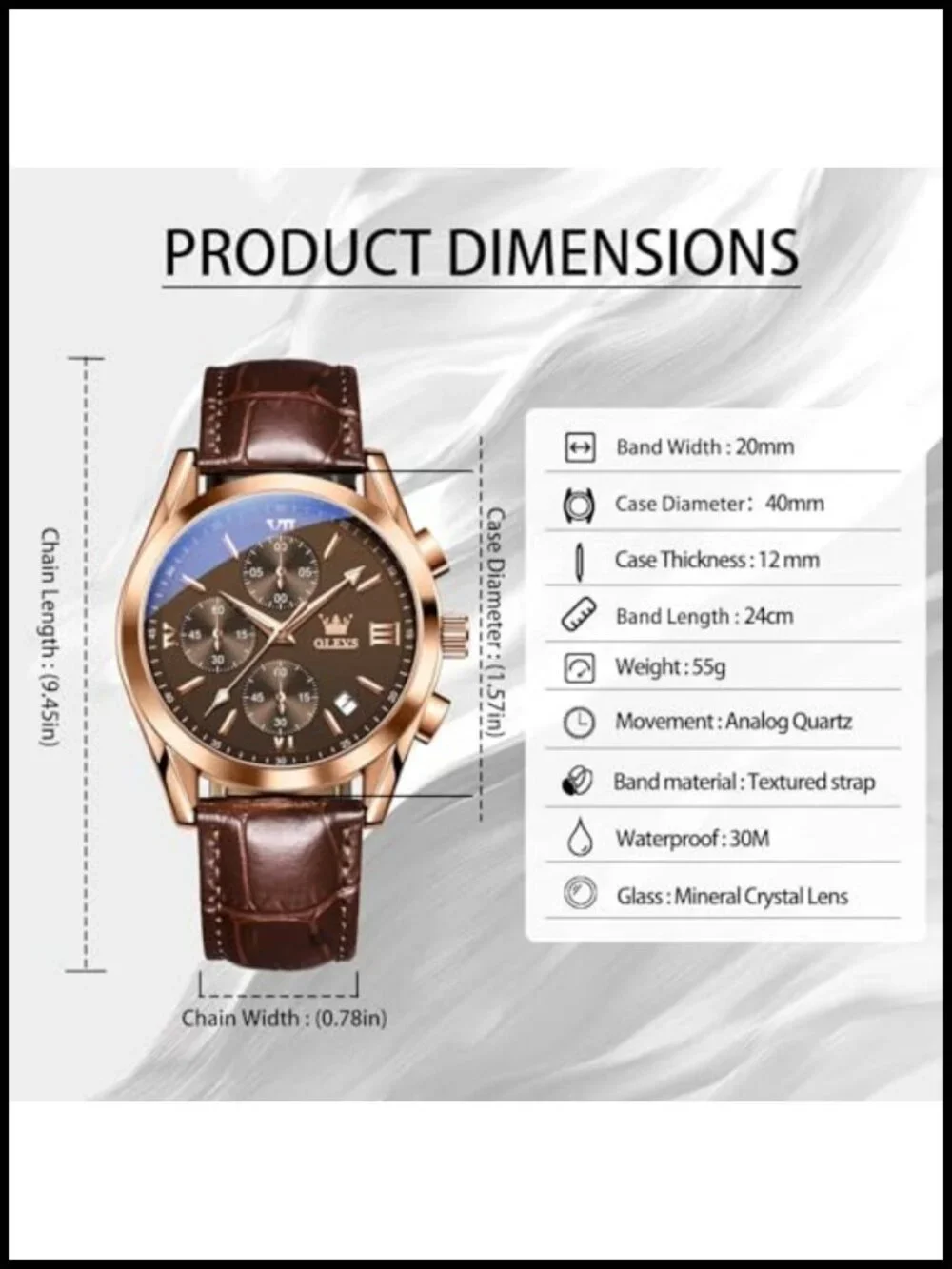 Leather Watch Dress Casual Quartz Wrist Watch Date